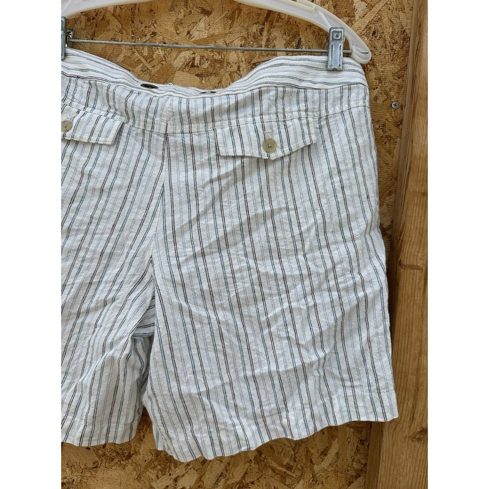 VTG J. Crew Women's Size 10 White‎ Striped City Fit Shorts Casual Pockets - Picture 13 of 16